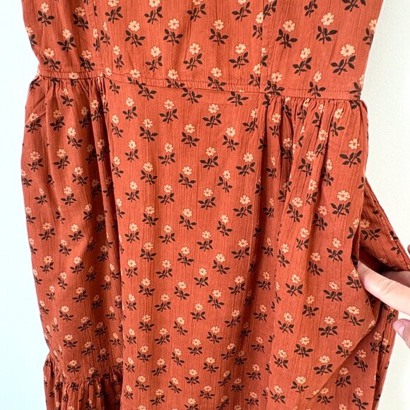 Madewell Ruffle-Strap Tiered Midi Dress in Wild Calendula Block-Print Sz M - Picture 8 of 13